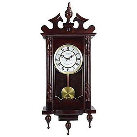 BEDFORD CLOCK COLLECTION Bedford Clock Collection BED-1611 Classic 31 in. Chiming Wall Clock with Roman Numerals & A Swinging Pendulum in A Cherry Oak Finish BED-1611
